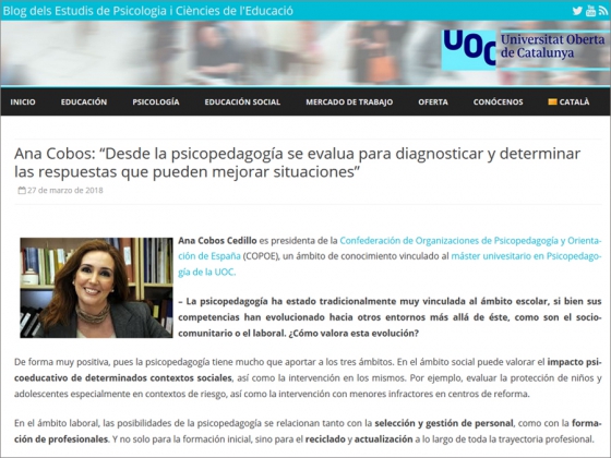Entrevista a Ana Cobos publicada en el blog de la Universidad Oberta de Catalunya