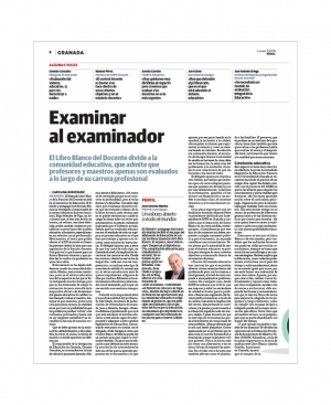 &quot;Examinar al examinador&quot;, artículo publicado en el periódico Ideal sobre el Libro Blanco Docente