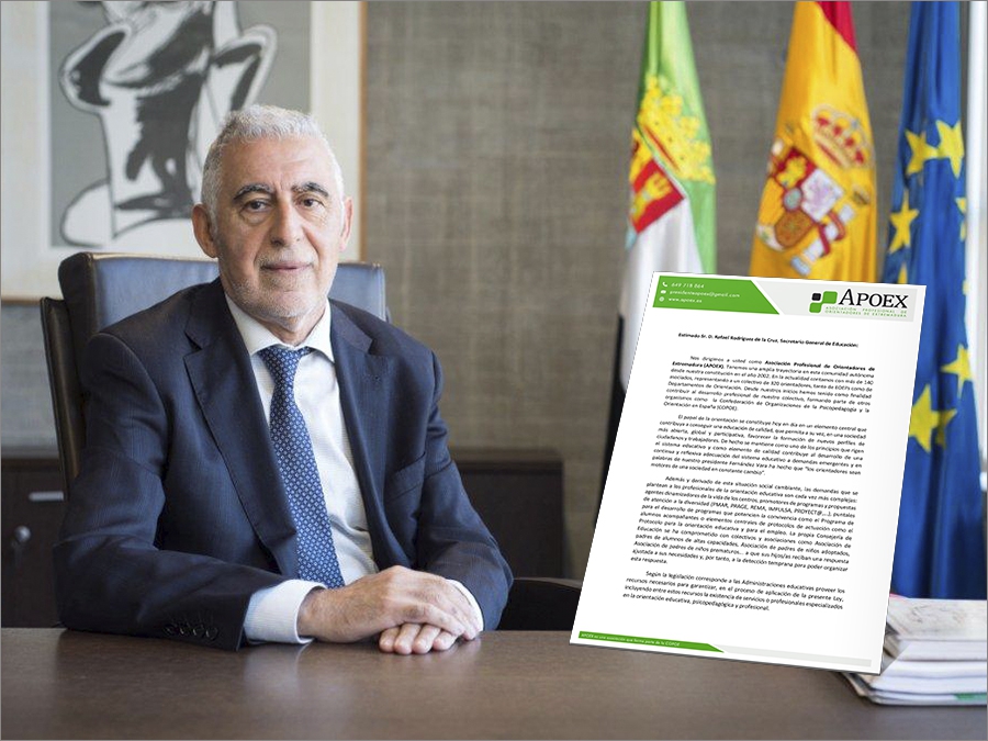 Carta de APOEX al Secretario General de Educación de la Junta de Extremadura, D. Rafael Rodríguez de la Cruz