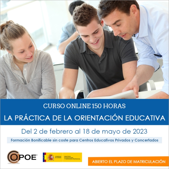 Curso online de COPOE &quot;La práctica de la Orientación educativa”, del 2 de febrero al 18 de mayo de 2023