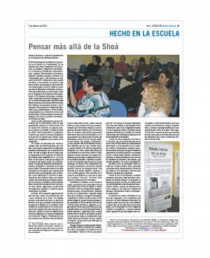 Articulo publicado en ESCUELA en torno a la Shoá en coordinación con diferentes entidades